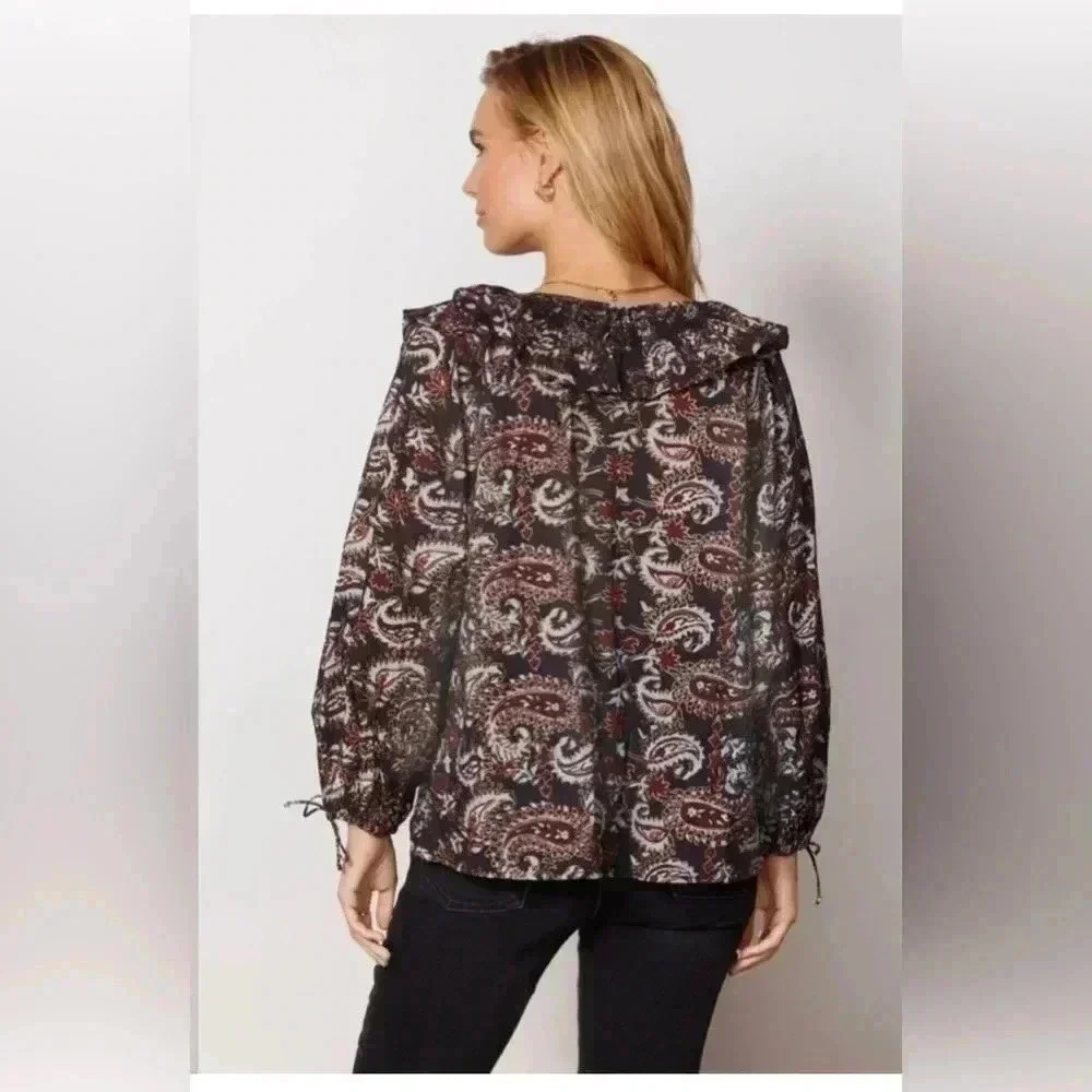 Cleobella Boho Jillian Blouse Avalon Block Print